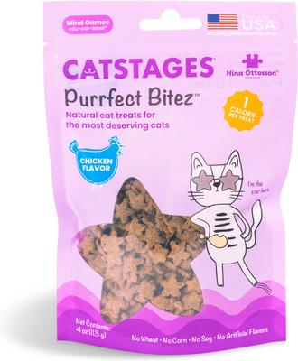 by Nina Ottosson Purrfect Bitez Real WhiteFish Flavor Natural Crunchy Cat Treats, 4-oz bag