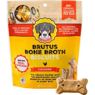 Galletas de caldo de hueso de cerdo y manzana, premios crujientes naturales para perros con ingredientes limitados, bolsa de 8 oz