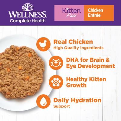 Complete Health Kitten Pate Chicken Entrée Natural Wet Cat Food, 3-oz can, case of 24