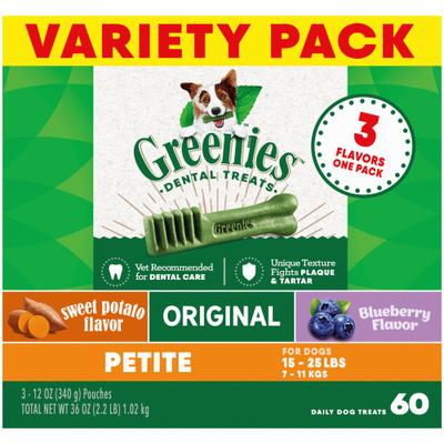 Variety Pack Natural Petite Dental Dog Treats, 60 count
