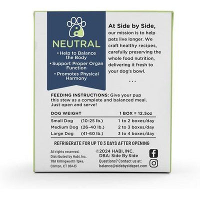Alimento húmedo para perros Side By Side Neutral, completo y equilibrado, con carne de res y salmón, caja de 12.5 oz