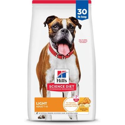 Alimento seco para perros adultos con control de peso ligero, con harina de pollo y cebada, bolsa de 15 lb