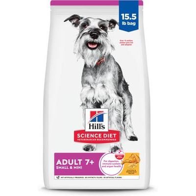 Alimento seco para perros mayores de 7 años, razas pequeñas y mini, con receta de harina de pollo, cebada y arroz integral, bolsa de 4.5 lb