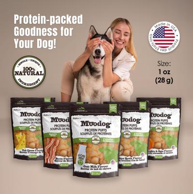 Moodog Beef Protein Puffs Goat Milk Flavor Crunchy Dog Treats, 1-oz bag