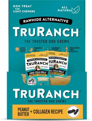 Peanut Butter Collagen Roll Hard Chew Dog Treats, 6-in, 30 count