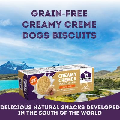 Galletas cremosas y crujientes de cacahuete para perros Indomitable Patagonia Grain-Free Creamy Cremes, caja de 4.2 oz