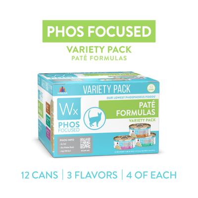 Wx Phos Focused Pate Variety Pack Grain-Free Wet Cat Food, 5.5-oz can, 12 count