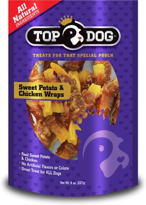 Wraps de pollo y batata, premios para perros, bolsa de 8 oz