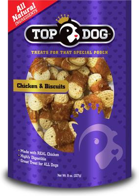 Golosinas para perros con pollo y galletas, bolsa de 8 oz