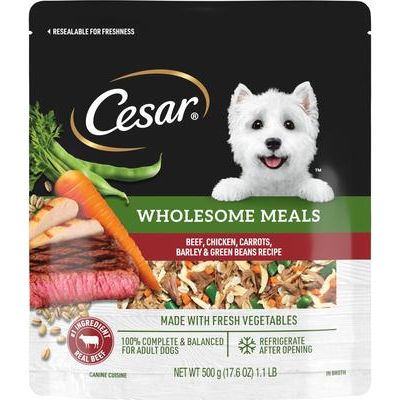 Comida húmeda para perros Wholesome Meals con pollo, zanahorias, cebada y judías verdes, bolsa de 500 g