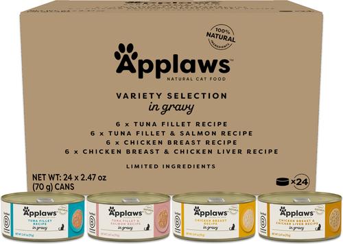 Comida húmeda para gatos con selección de pollo en salsa, lata de 2.47 oz, caja de 24