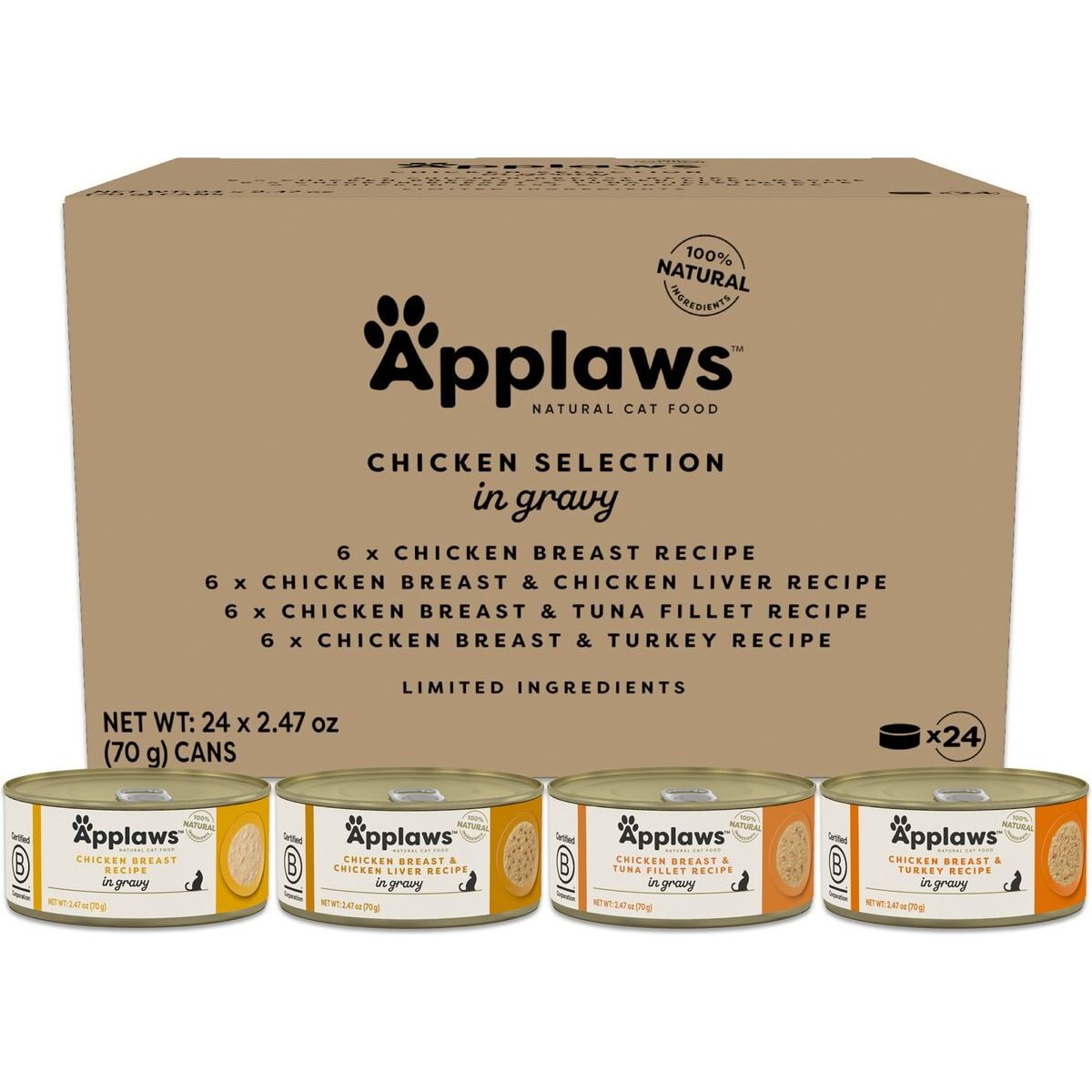 Alimento Húmedo, Pollo Selection en Gravy. 70 g, caja de 24. - Applaws