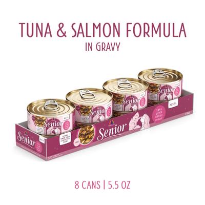 Senior Grain-Free Tuna & Salmon Formula in Gravy Wet Cat Food, 5.5-oz can, case of 8