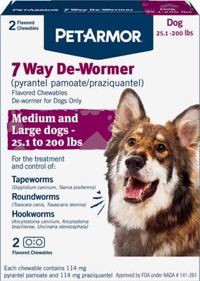 7 Way Dewormer for Hookworms, Roundworms & Tapeworms for Medium & Large Breed Dogs, 6 count