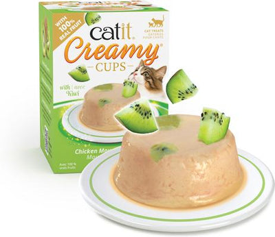 Creamy Cups with Fruit, Chicken Mousse with Kiwi Cat Lickable Treat, 0.9-oz cup, 4 count