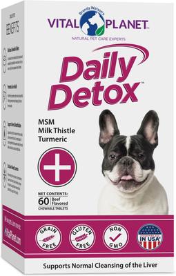 Daily Detox Beef Flavor Chewable Tablet Liver Supplement for Dogs, 60 count
