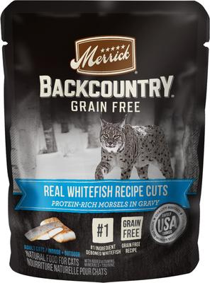 Backcountry Grain-Free Real Chicken & Trout Recipe Cuts Morsels in Gravy Cat Food Pouches, 3-oz, case of 24