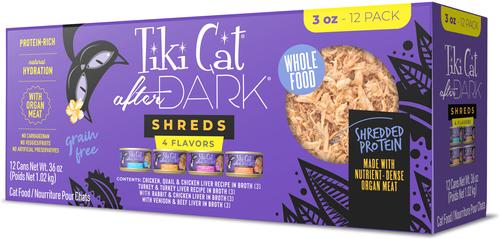 After Dark Chicken, Chicken Liver & Quail Grain-Free Shredded Wet Cat Food, 3-oz can, case of 12
