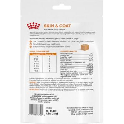 Suplemento masticable suave para el cuidado de la piel y el pelaje de perros adultos, 60 unidades