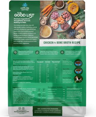 The Good List Chicken & Bone Broth Recipe Adult Gently Air-Dried Dog Food, 16-oz bag