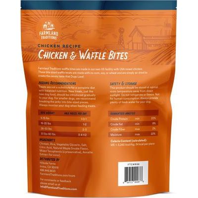 Bocados de pollo y waffle, premios para perros con cecina, bolsa de 6 oz