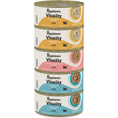 Vitality Alimento Húmedo Paté, Vitality Pollo y Seafood Variety Pack Grain Free. 70 g. - Applaws