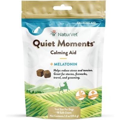 NaturVet, Quiet Moments, masticables blandos calmantes sabor aves para perros, bolsa de 37 g