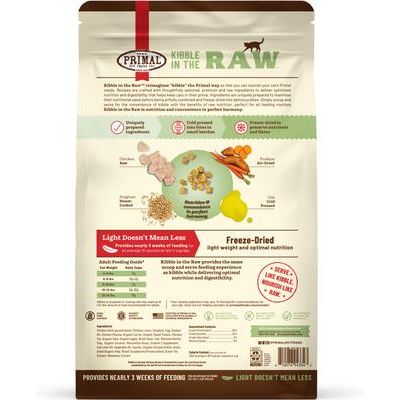 Comida liofilizada para gatos Kibble in the Raw con pollo sin OMG, bolsa de 1.5 lb