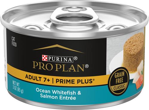 Prime Plus Adult 7+ Salmon & Tuna Entree Classic Canned Cat Food, 3-oz can, case of 24