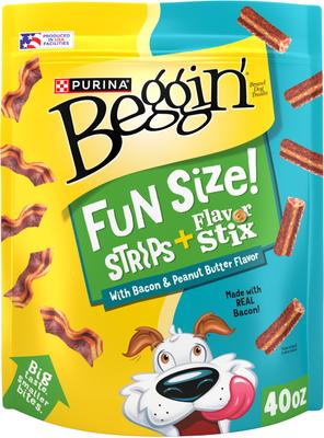 Purina Beggin' Strips & Stix Bacon & Peanut Butter Flavor Soft & Chewy Dog Treats, 6-oz pouch