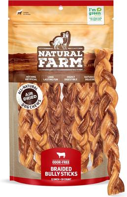 12-inch Braided Bully Stick Dog Treats, 5 count