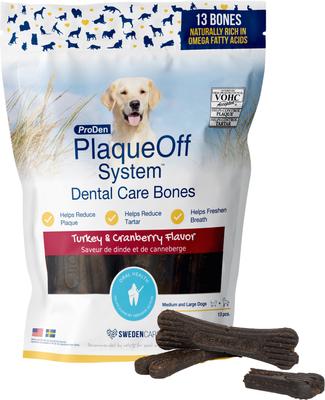 Golosinas dentales para perros PlaqueOff System Vegetable Fusion con sabor a hueso, 13 unidades