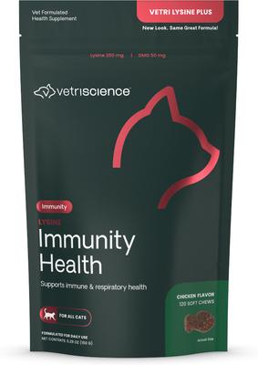 Lysine Plus Lysine Immunity Health - Masticables con sabor a pollo - Suplemento inmunológico para gatos, 120 unidades