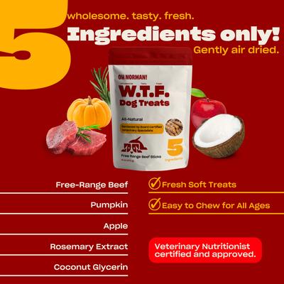 WTF Beef High Protein Jerky Dog Treats, 6-oz box