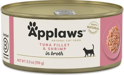 Filete de atún con camarones, alimento enlatado para gatos, 5.5 oz, caja de 24