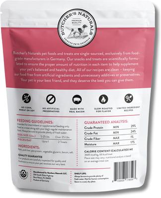 Premios para perros con carne seca de cerdo y tocino asados a fuego lento, bolsa de 16 oz