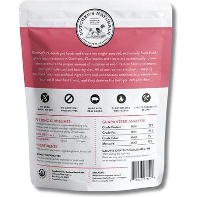 Premios para perros con carne seca de cerdo y tocino asados a fuego lento, bolsa de 16 oz