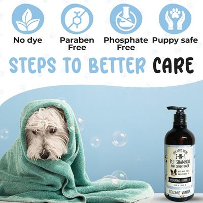 Live. Love. Wash. 2-in-1 Dog & Cat Shampoo & Conditioner, Coconut Vanilla Scented, 1000-mL bottle