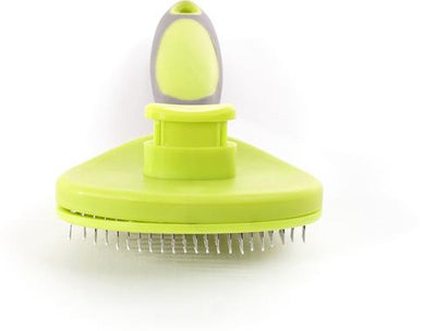 Retractable Dog & Cat Slicker Brush, Gray Lime