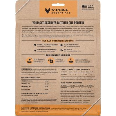 Comida para gatos Crunchy Nibs, entrada y mezcla de carne de cerdo cruda liofilizada, bolsa de 8 oz