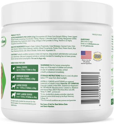 YuMOVE Mobility Hip & Joint Care - Suplemento con sabor a nogal para perros (150 unidades)