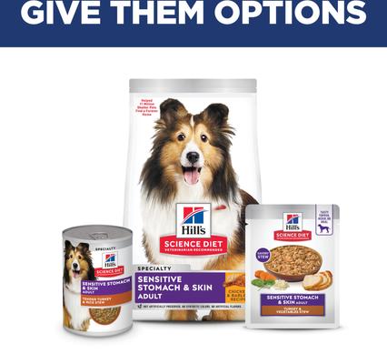 Adult Sensitive Stomach & Sensitive Skin Turkey & Vegetables Stew Wet Dog Food, 2.8-oz pouch, case of 24