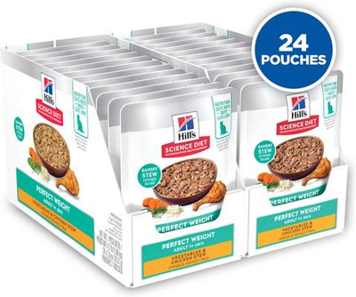 Adult Perfect Weight Management Vegetables & Chicken Stew Wet Cat Food, 2.8-oz pouch, case of 24