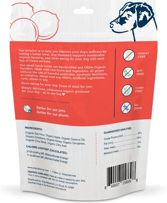 Golosinas orgánicas de manzana y arándano para perros, bolsa de 6 oz