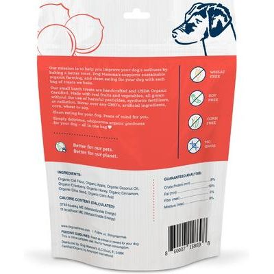 Golosinas orgánicas de manzana y arándano para perros, bolsa de 6 oz