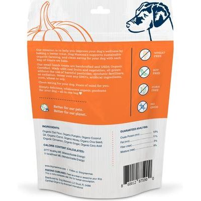 Galletas de calabaza orgánicas para perros, bolsa de 6 oz