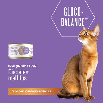 Gluco-Balance Chicken & Chicken Liver Recipe Pate Grain-Free Wet Cat Food, lata de 2.8 oz, caja de 18