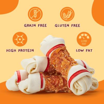 Golosinas para perros Chicken Wrap Knotted Bones, bolsa de 10.6 oz