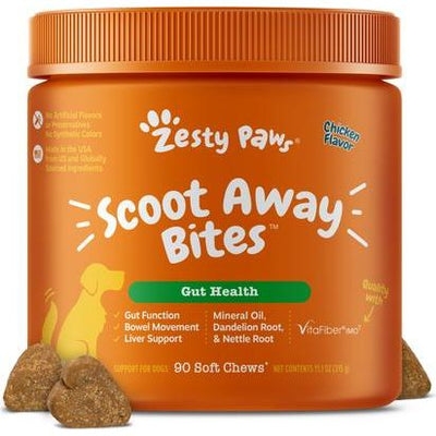 Scoot Away Bites Out Health, Suplemento digestivo, sabor Pollo, Perros. 90 chews