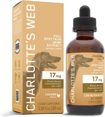 Full Spectrum Hemp Extract Unflavored Liquid Calming Supplement for Dogs, 100-ml bottle